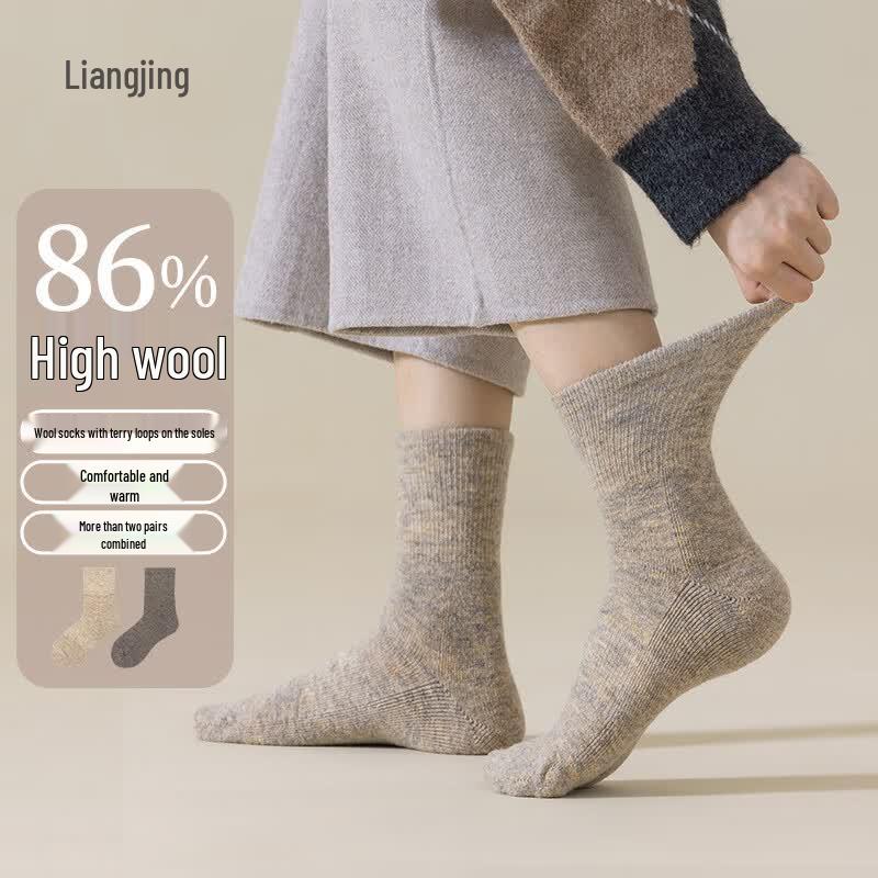Liangpu Women s Thickened Autumn/Winter Wool Mid-Calf Socks 36-39