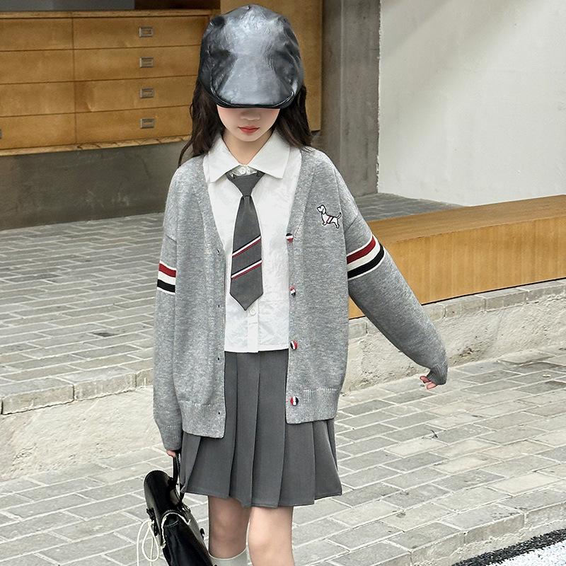 

Девичий осенний преппи JK рубашка, плиссированная юбка и кардиган набор 160 cm