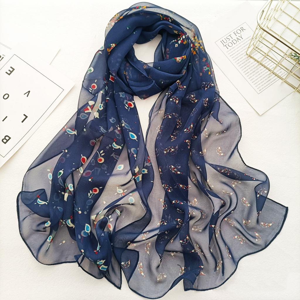 Fashion Silky Georgette Chiffon Scarf Women Long Soft Thin Wrap Scarf Shawl Beach Kerchief Scarves Georgette Scarf Voile Scarf