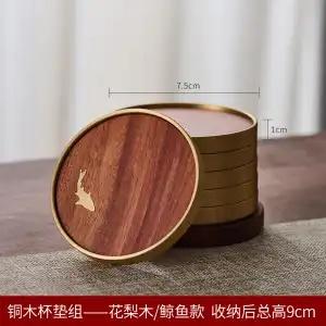 Wooden Coaster  6 Pcs Heat Resistant Non Slip Tea Cup Mat Decor Round Drink Coasters for Kitchen Table Coffee Office Home