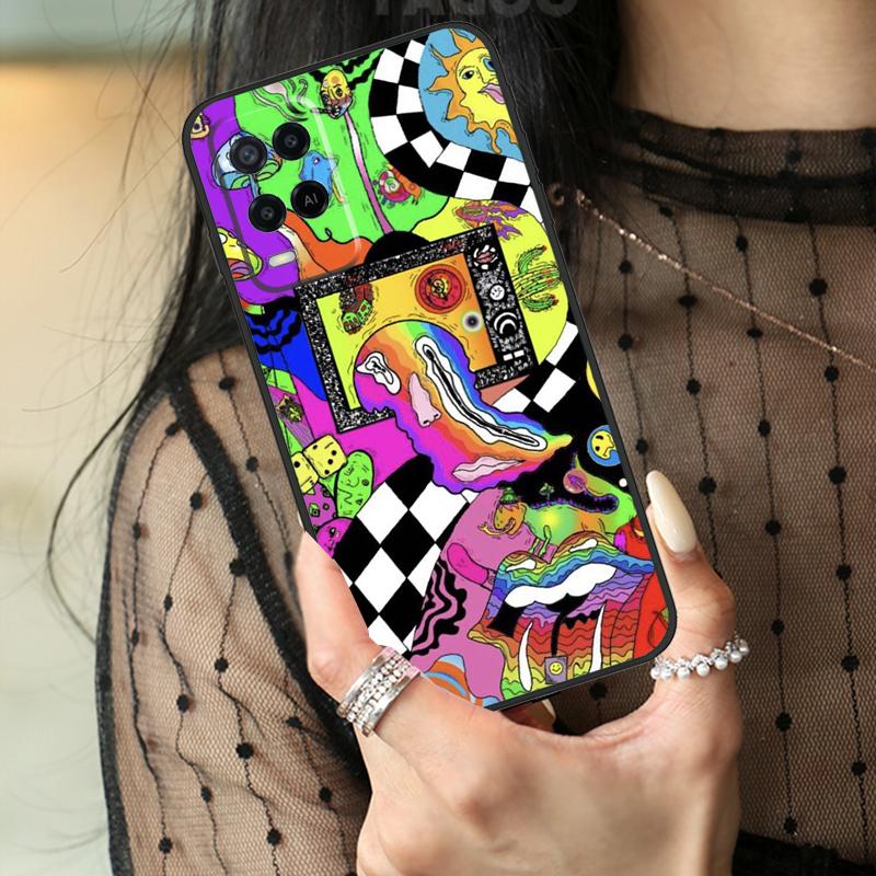 Indie Hippie Art Case For Oppo A78 A98 A18 A38 A58 A60 A80 A40 A96 A76 A16 A94 A74 A54 A15 A17 A57 A77 A5 Pro