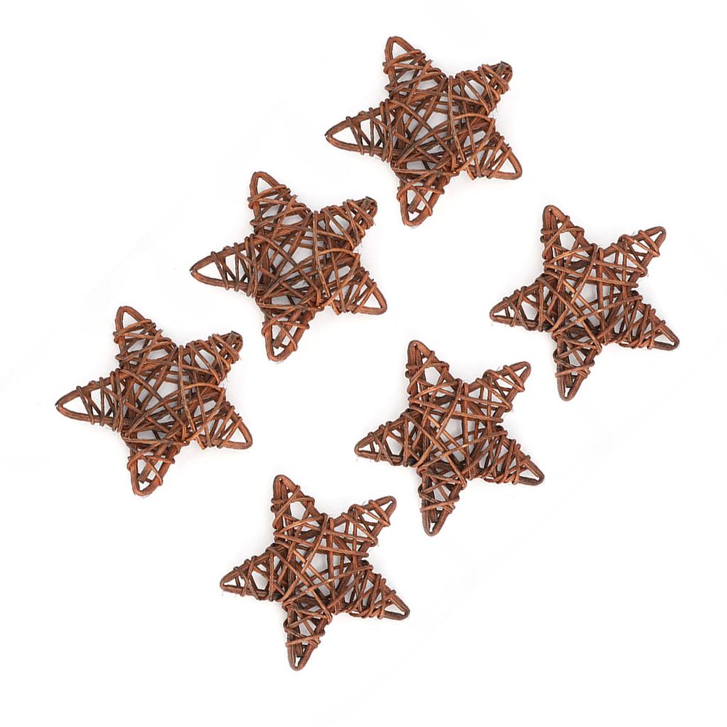 6Pcs DIY Crafts Natural Rattan Stars for Wedding Party Christmas Decoration(Coffee)