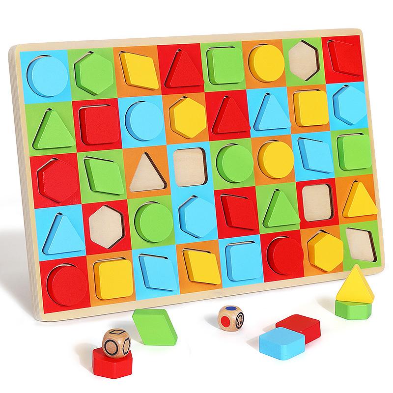 

Children Color & Shape Montessori Sensory Toy Wooden Puzzle Geometric Sorting Cognitive Preschool Matching Game Educational Toys разноцветный