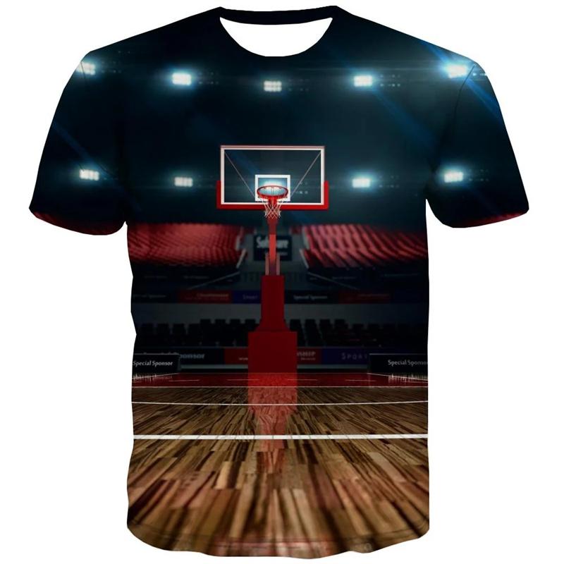 Basketball Sports T-shirt 3D Print Playground Outdoor Round Neck T Shirts Daily Casual Fashion Hobbies Cool Pattern Tee Tops