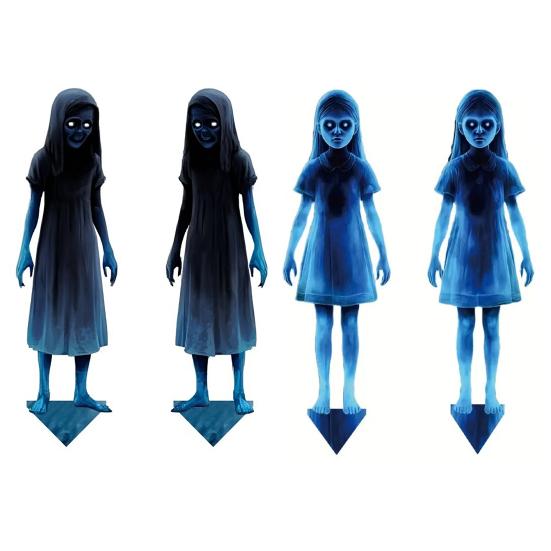 Yousheng 2 Pcs Scary Garden Metal Stakes Spooky Twins Yard Signs for Lawn Patio Haunted House Halloween Outdoor Decorations