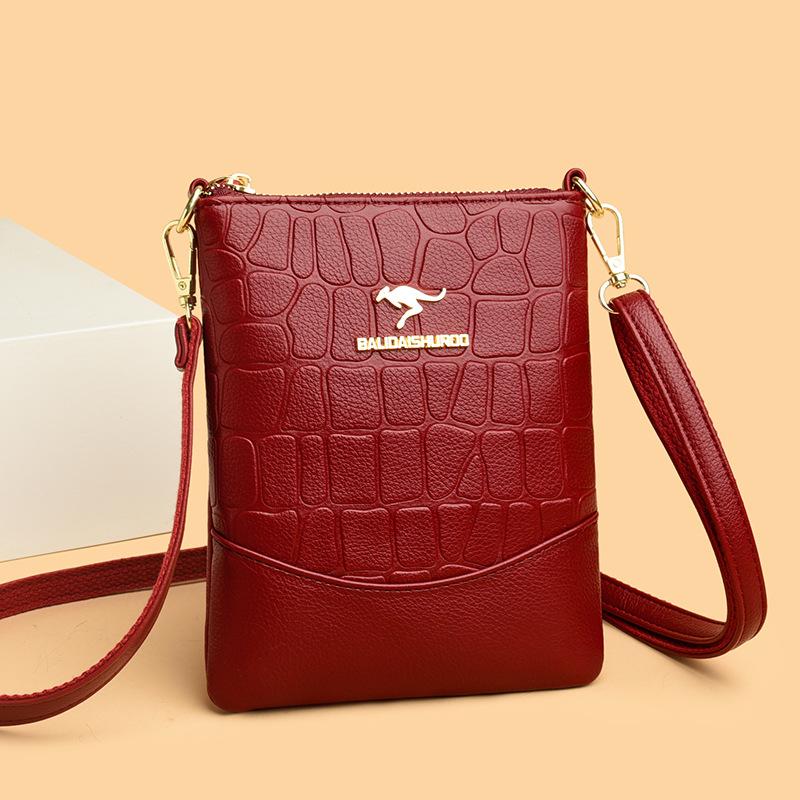 Multi-layer Large-capacity Single-shoulder Bag Rose Embossed Fashionable and Simple Crossbody Bag