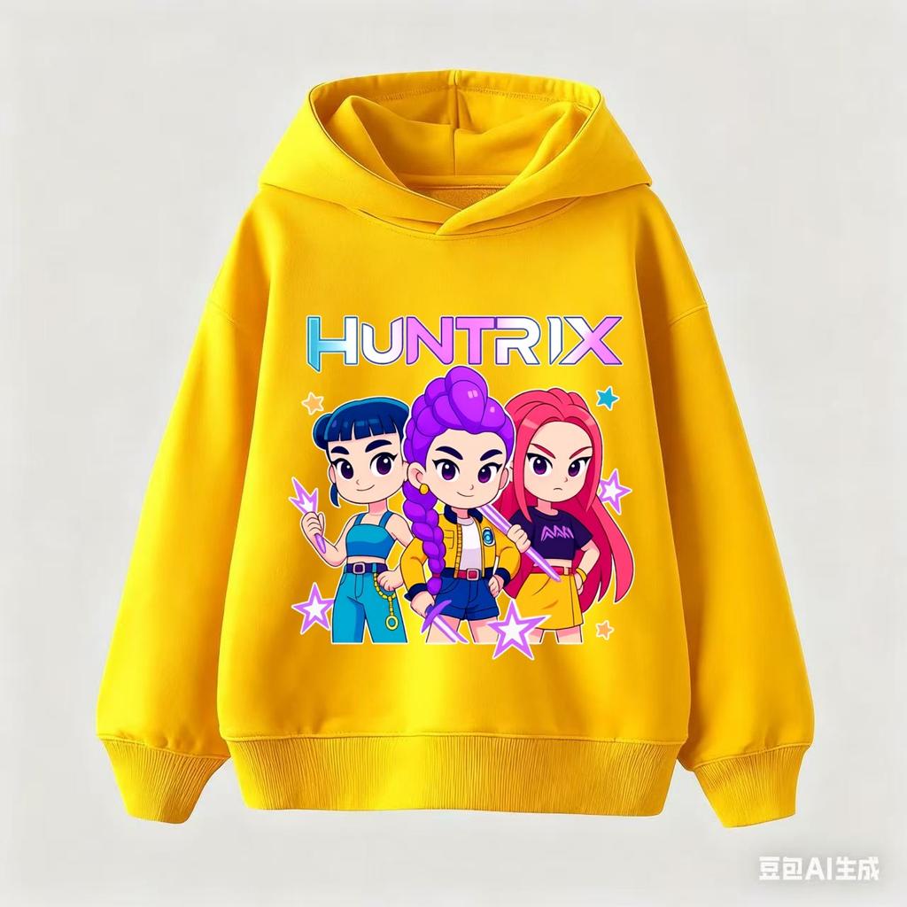 KPop Demon Hunter Rumi Derpy Cartoon Girls Boy Hooded Sweatshirt Warm Children's Korean Wave Fashion Tops Casual Clothinf