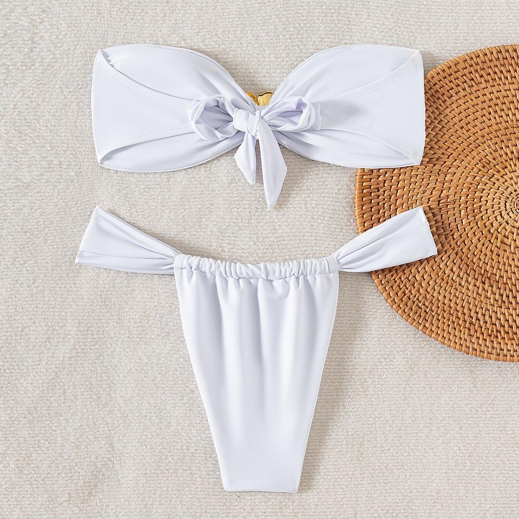 Maillot de bain bikini deux pièces Bandeau Sexy Solide Confortable Mode Pour Femmes Vêtements d'été