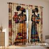 Set Of 2 Boho Women Print Curtains Digital Polyester Living Room Bedroom Study Dining Decor Bohemian Made Great Window Treatment