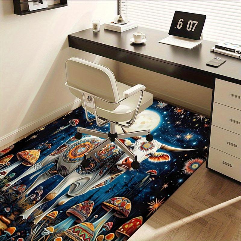 1pc Cosmic Cow,Psychedelic Mushrooms,Celestial Night Office Carpet Soft Polyester Entrance Carpet Wa