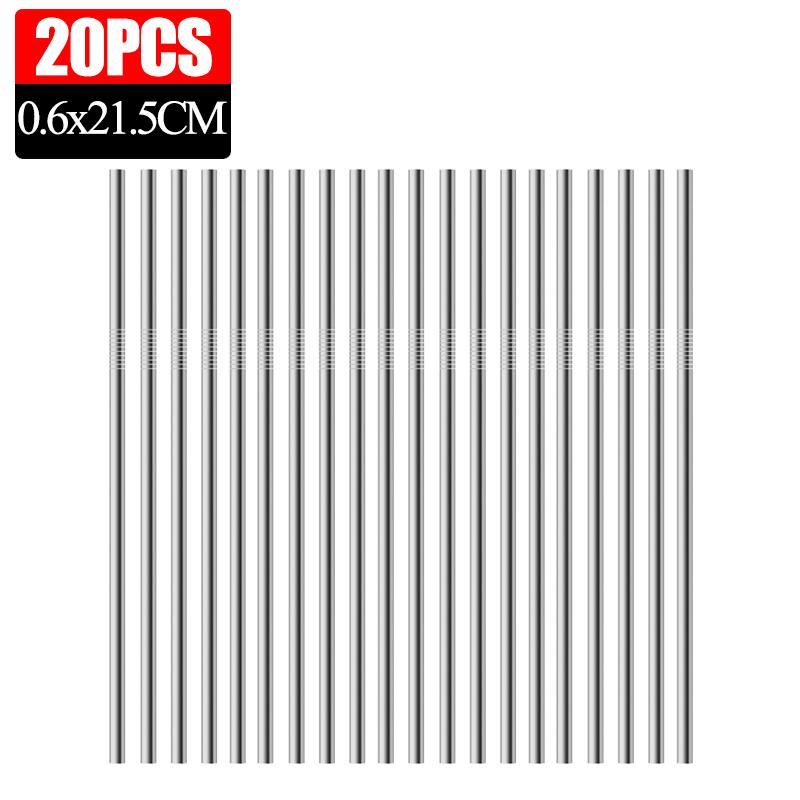 50/5x Stainless Steel Straw 304 Metal Drinking Straw for Party Kitchen Smoothie Milkshake Cocktail Hot Drinks Straight and Bent