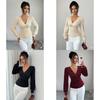 Elegant Long Sleeve T Shirt With Pearl Embellishments For Office Wear