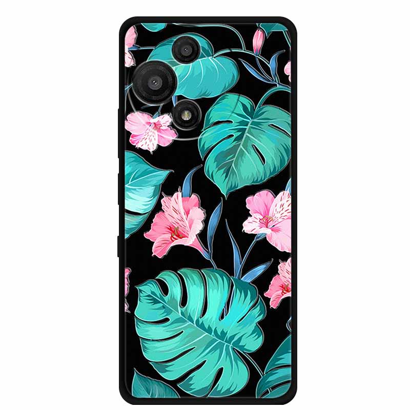 For TCL 60 SE Nxtpaper Case 3D Emboss Relief Flowers Black TPU Silicone Soft Back Cover Cases For TCL 60R Case 6.7" Fundas Bag