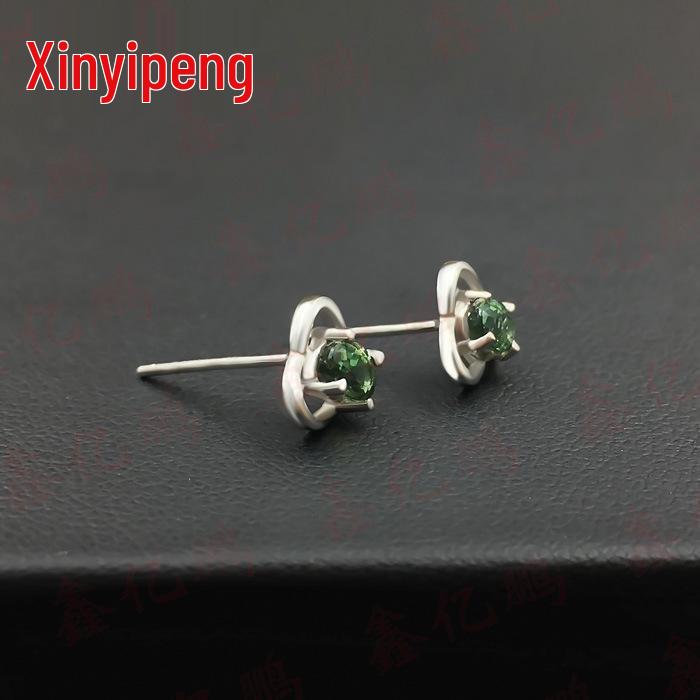 18K White Gold Natural Sapphire Stud Earrings for Women - Blue-Green Gemstone Fine Jewelry with Free Shipping
