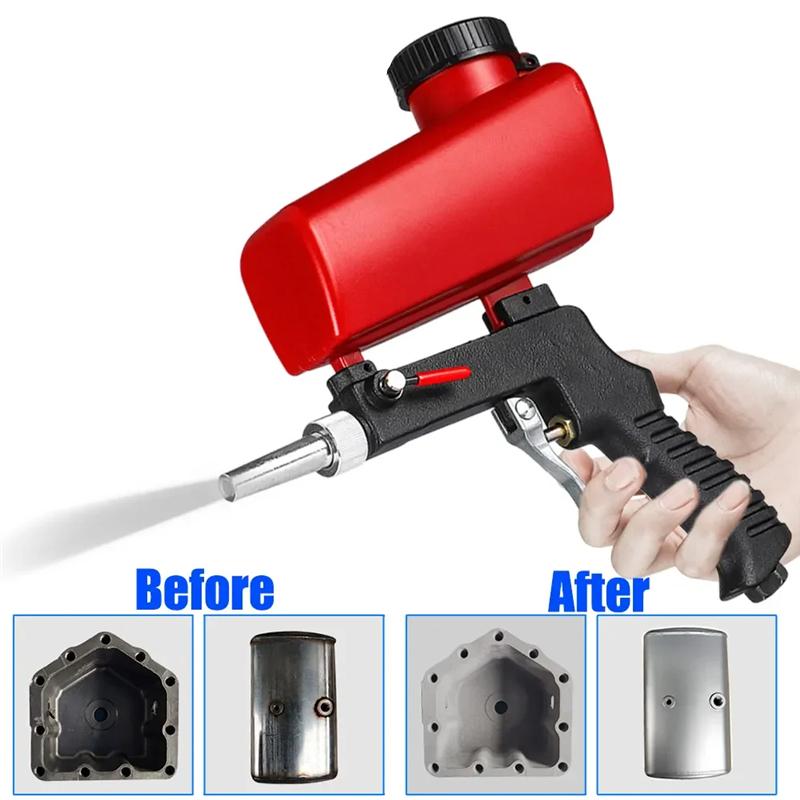 90psi Portable Gravity Sandblasting Gun Aluminium Pneumatic Sandblaster Spray Sand Removal Blasting Power Machine