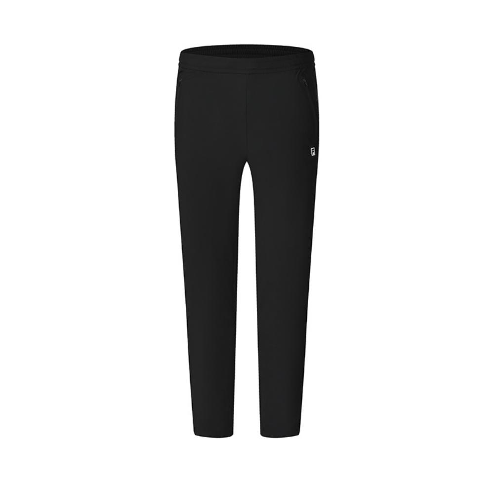 Fila Athlétisme Fitness Couleur Unie Simple Décontracté Polyvalent Jambe Droite Tricoté Pantalon de Sport Homme Bas Noir Profond A61M521602F-BK