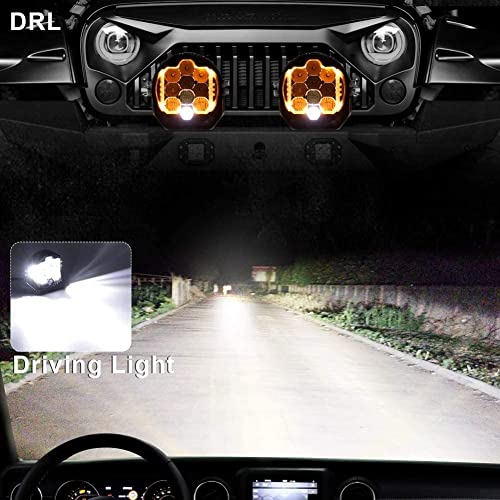 KAWELL 90W Fog Lamp, Angel Eye Headlight, LED Combo Light, Spotlight, Fog Lamp, LED Driving Light, IP68, Compatible with 12V and 24V, 1-Year Warranty,