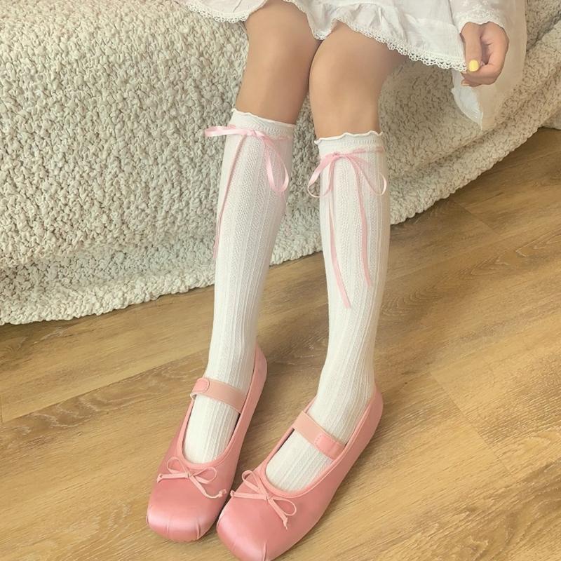 1 Pair Lace Ruffle Style Socks Long Socks Girls Breathable Cute Lolitas Socks Sexy Cotton Womens Autumn Thin Calf Socks