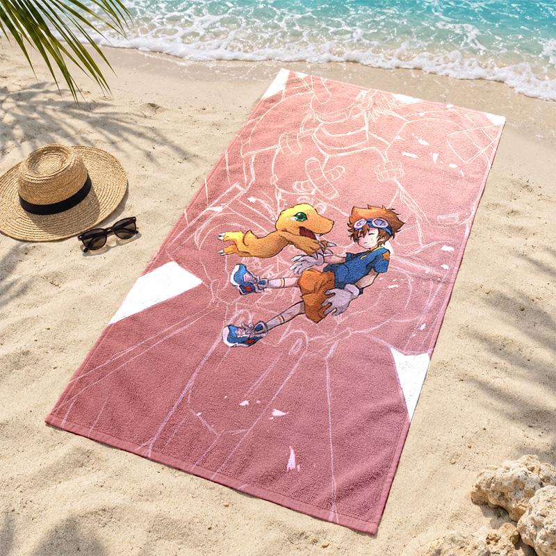 Digimon Microfiber Beach Towel Quick Dry Sand Free Lightweight Beach Towels for Travel Swimming Camping