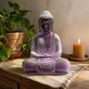 Meditation Buddha Lamp Lavender Crackle - Oval Stand