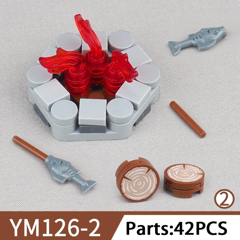 MOC Medieval Furniture Building Blocks Cannon Sheepskin Leather Rack Spinning Wheel Map Desk Loom Bricks Toys Kids Gift