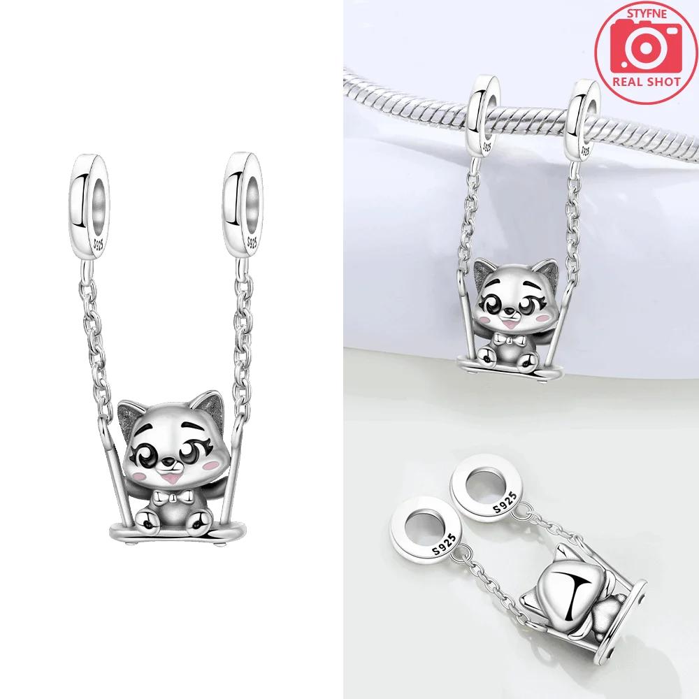 Elegant Original Charms Copper Animal Cat Dog Heart Embracing Mother Child Cats Beads Fit Bracelet Women Diy Valentine Gift