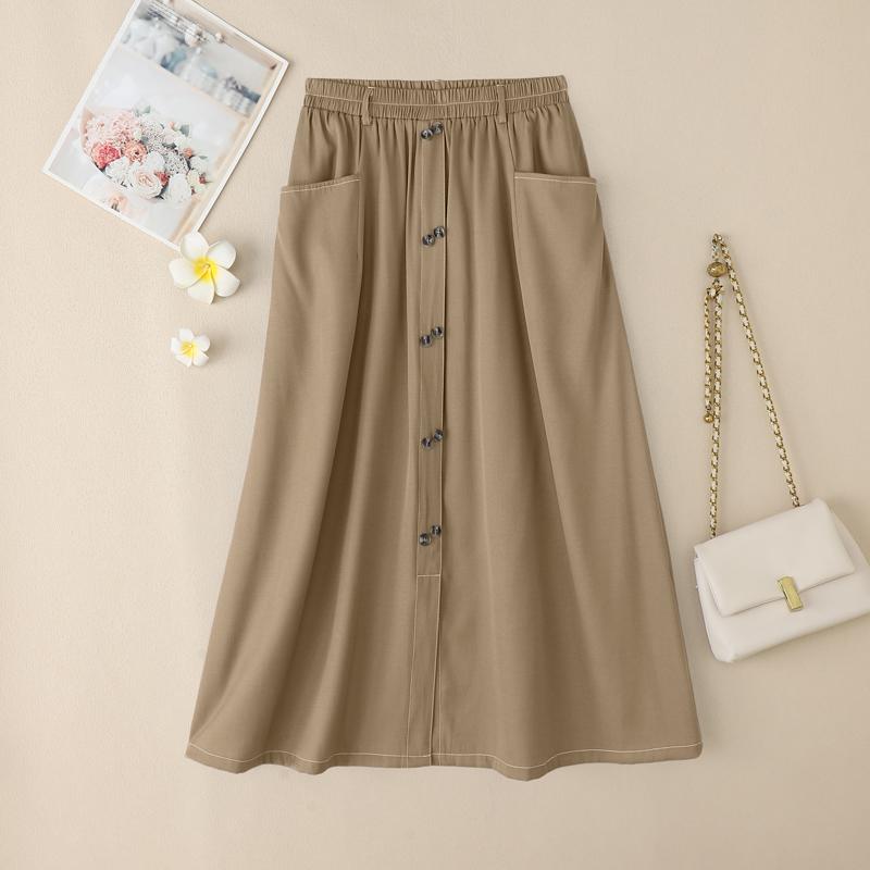 

ZANZEA Женские повседневные свободные длинные юбки с эластичной резинкой на талии S хаки