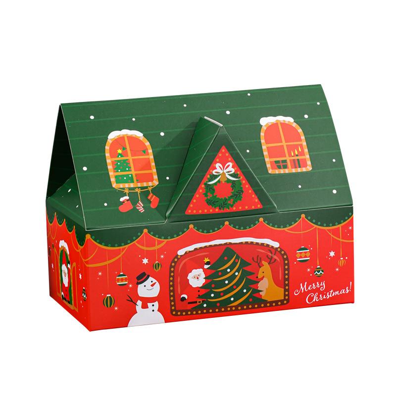 

10pcs New Christmas 3D House Apple Box Creative Christmas Eve Gift Box Small Snacks Biscuits Innovative Packaging Box Christmas 195X70X95mm