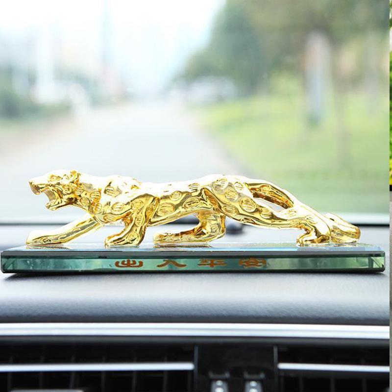 Golden Leopard Car Perfume Ornament: Creative Center Console Decoration for Men