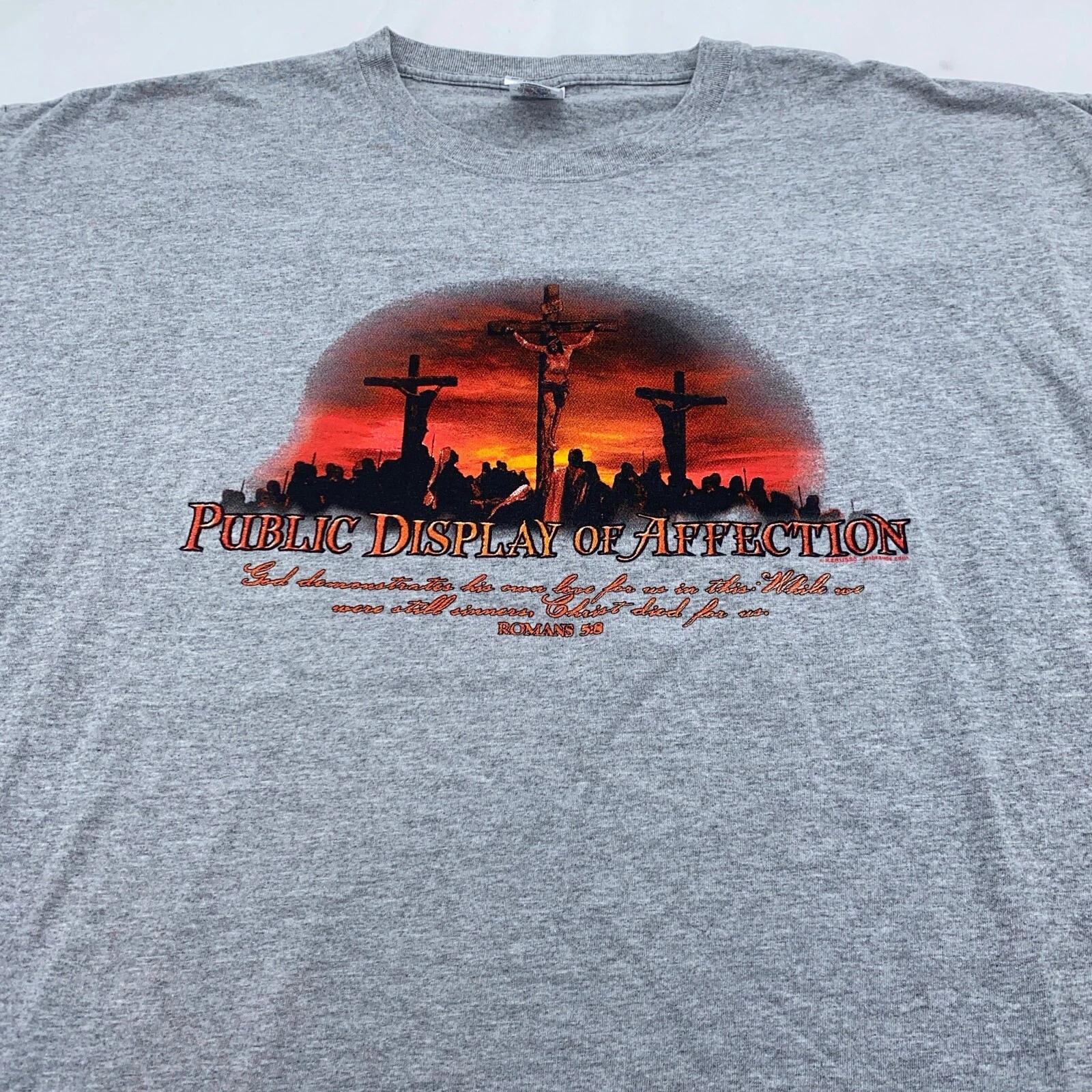 vintage JESUS PUBLIC DISPLAY OF AFFECTION T-Shirt 3XL god crucifixion bible S