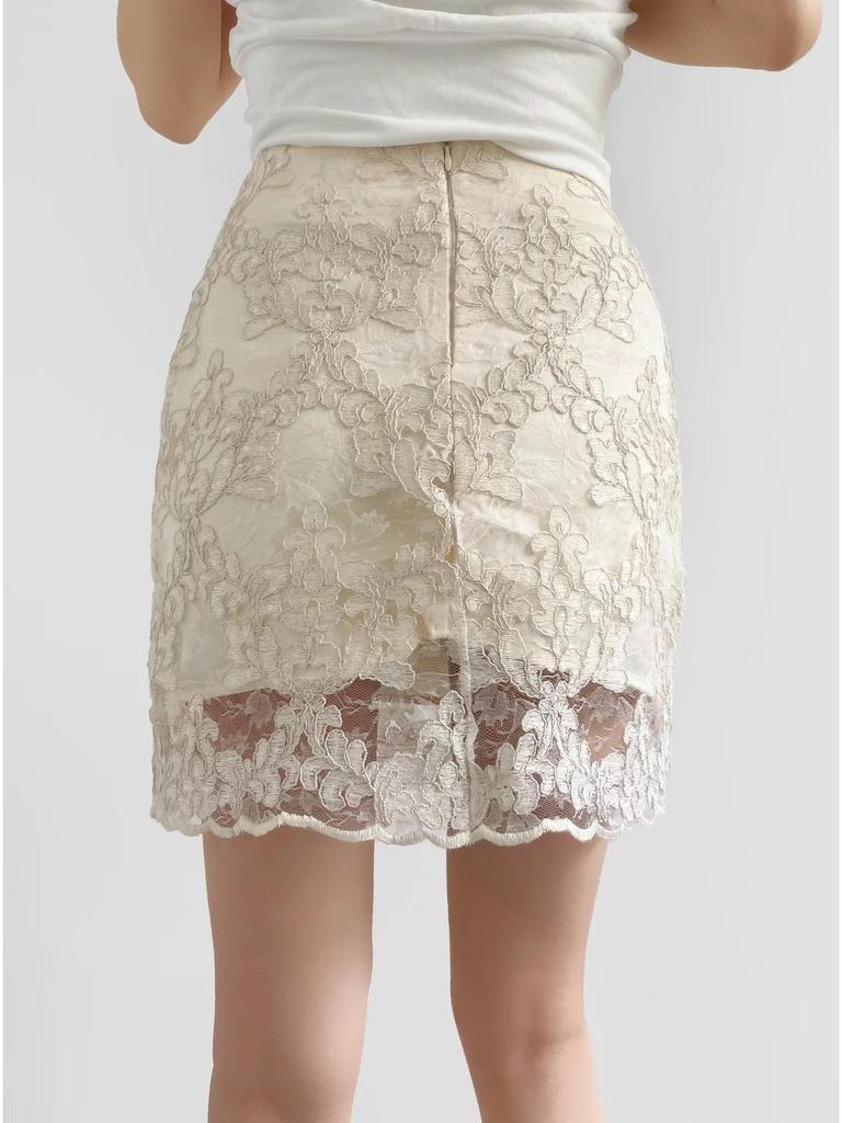Elegant Summer Retro Jacquard Lace High-Waist Skirt for Women