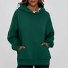 Ladies' Fashionable Solid Color Casual Hooded Pocket Long Sleeved Top