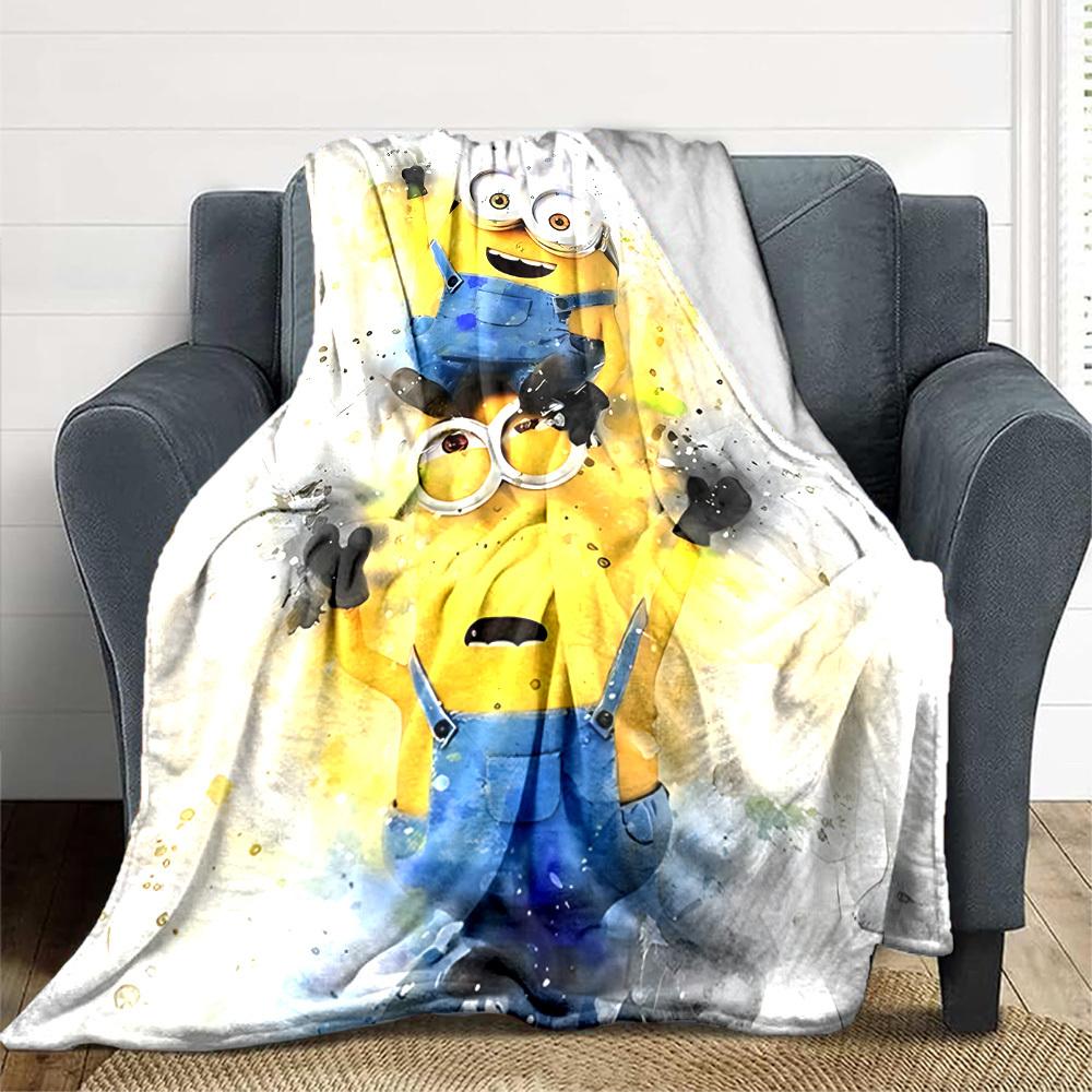 1pc Minions Friendship Flannel Throw Blanket HD Printed Lightweight Soft Warm All Season Blanket for Sofa, Bed, Travel, Camping Machine Washable