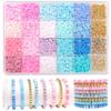 24 Colors Clay Beads Bracelet Making Kit Flat Preppy Beads Polymer Clay Beads Kit for Friendship Bracelets Making Craft DIY