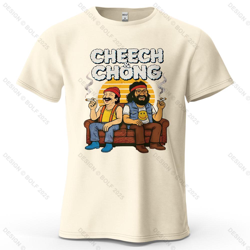 

CHEECH & CHONG Cartoon Printed Men s T-Shirt 100% Cotton Oversized Retro Funny Graphic Tees for Women Tops Tees Streetwear 4XL