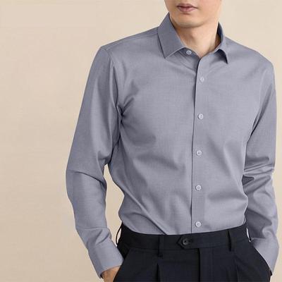 Pánská letní košile z morušového hedvábí jednobarevná nežehlivá s dlouhým rukávem business casual proti vráskám profesionální košile