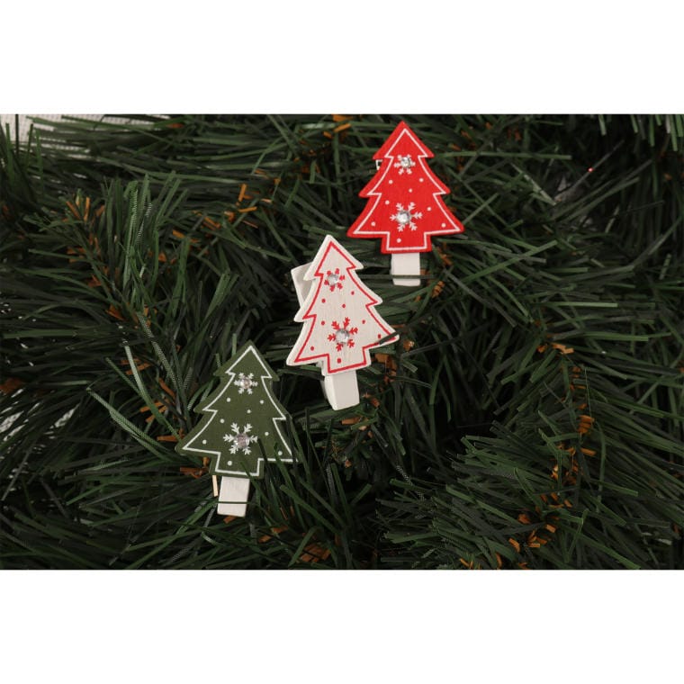 Set of 6 Christmas Tree Themed Clothespins