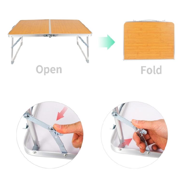 Outdoor Camping Table with Carry Handle Portable Bamboos Desktop Picnics Table Folding Table Small Balconies Grill Desk