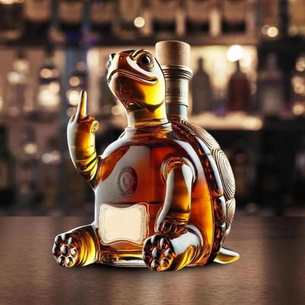 Funny Middle Finger Whiskey Decanter Duck, 10oz Animal Glass Bottle for Bar Decor, Gag Gift for Men Office Home Whiskey Set