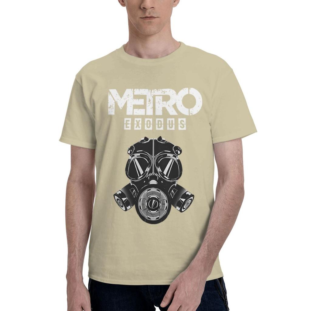 Metro Exodus Gas Mask Print 100 Cotton Casual Breathable Confortable Manga High End Mens Clothing Clothes Men