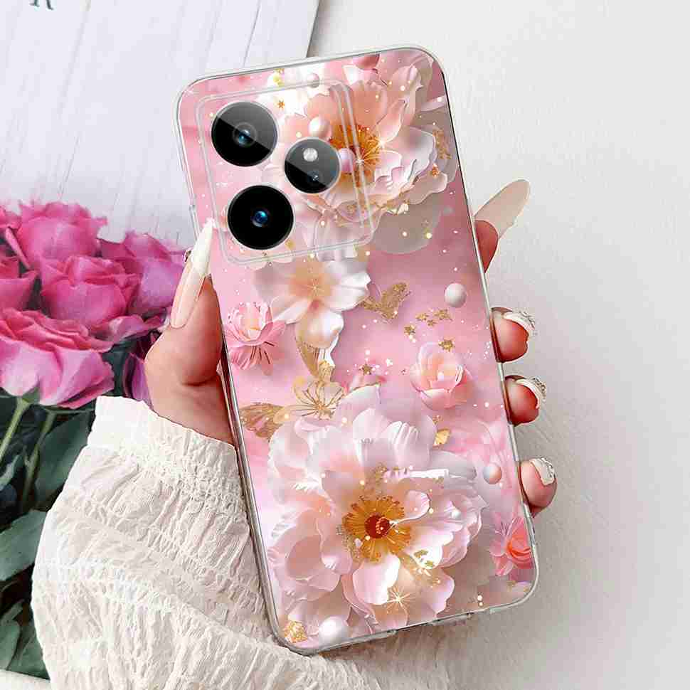 For Realme GT 7 5G 2025 RMX5061 Case Cute Girl New Flowers Soft Silicone TPU Cover For Realme GT7 GT 7T 5G Global Phone Cases