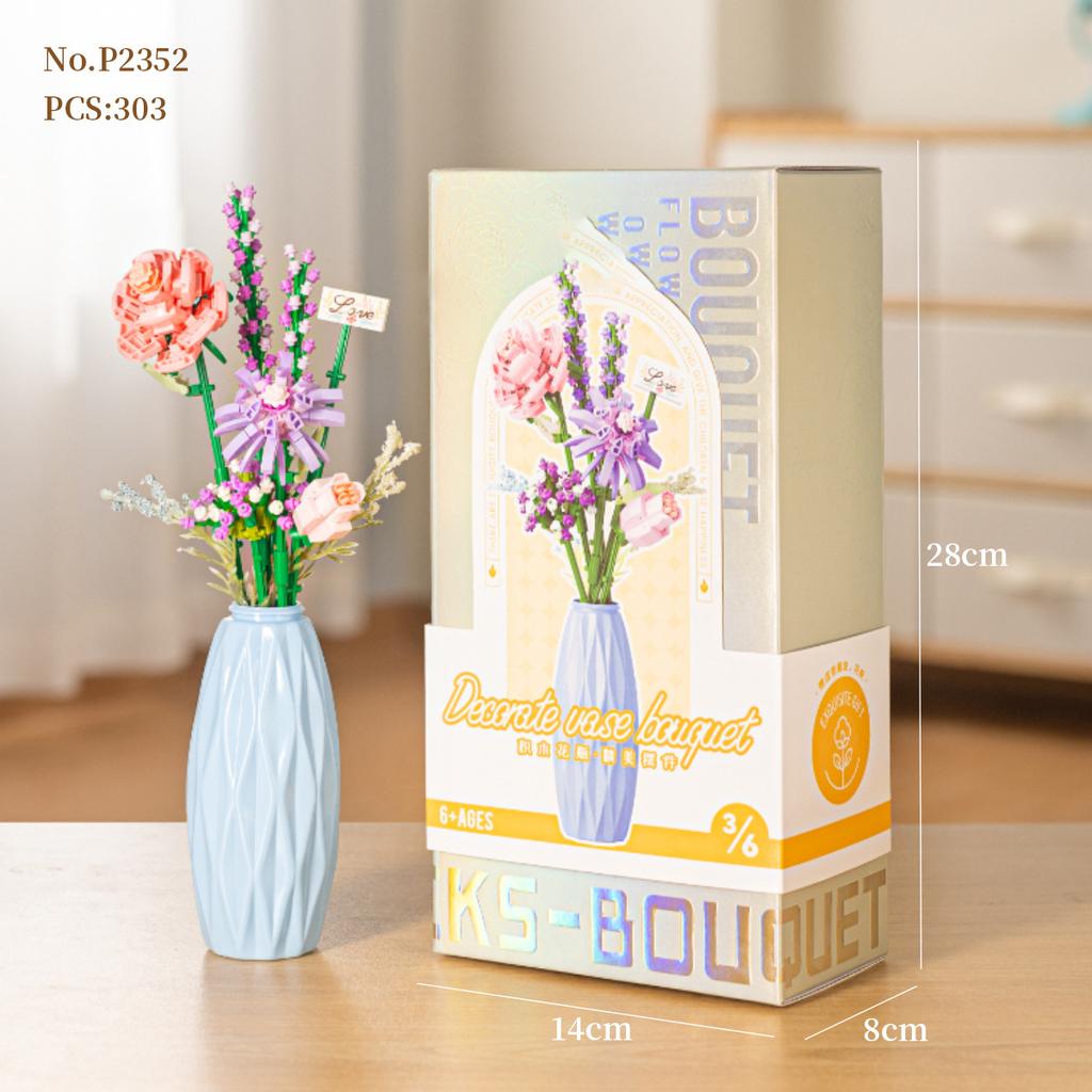 Bouquet Flower Mini Block Construction Set Particle Building Block Toy for Kids Boy 9 to 12 Year Old Adults Brick Christmas Gift