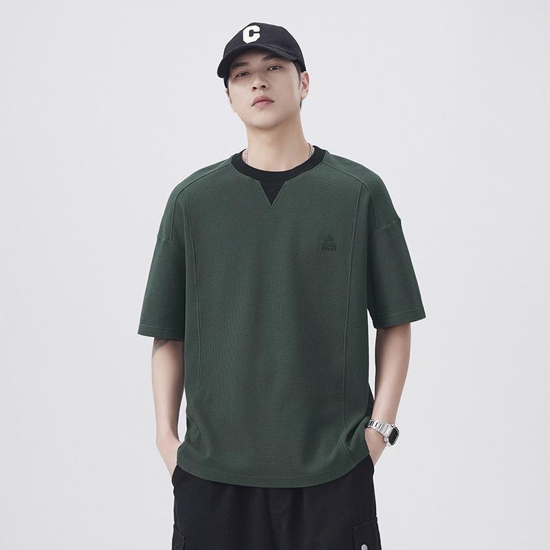 240g Special Texture Fabric Vintage Style Segmented Structure Comfortable Fit Round Neck T-shirt