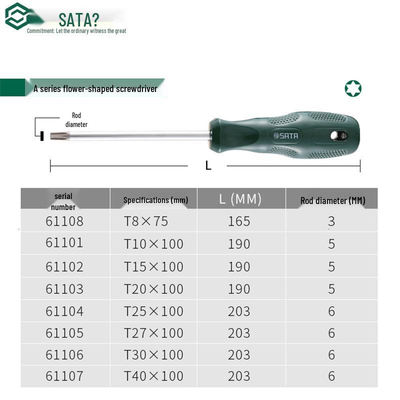 

Sata A-Series Flower-Head Screwdriver Set (61101-61108) 61108