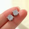 Men's Full Rhinestone Hip Hop Round Stud Earrings Micro Paved Zircon Shiny Earrings Fashion Jewelry Accessories