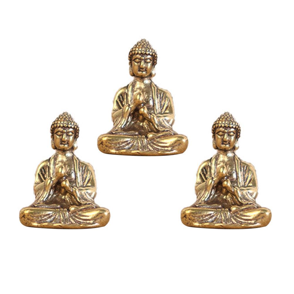 3Pcs Mini Buddha Desktop Ornaments Retro Style Small Buddhist Statue Lucky Home Office Blessing Decoration Mini Buddha Decors China Mainland