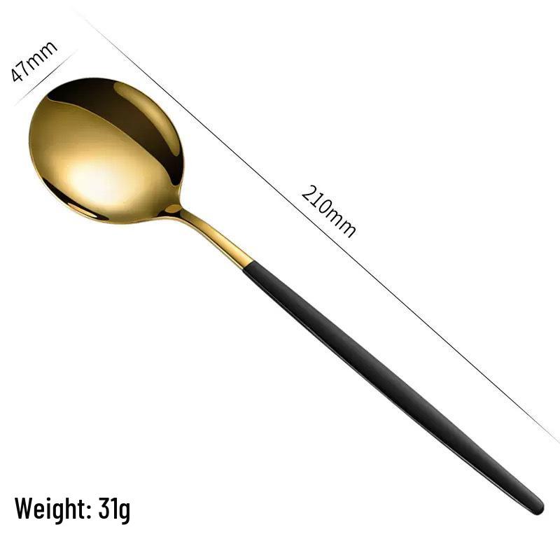 Gold Spray 410 Stainless Steel Cutlery Set (4-Piece) - Steak Knife, Fork, Spoon & Teaspoon - Ideal for Gift-Giving