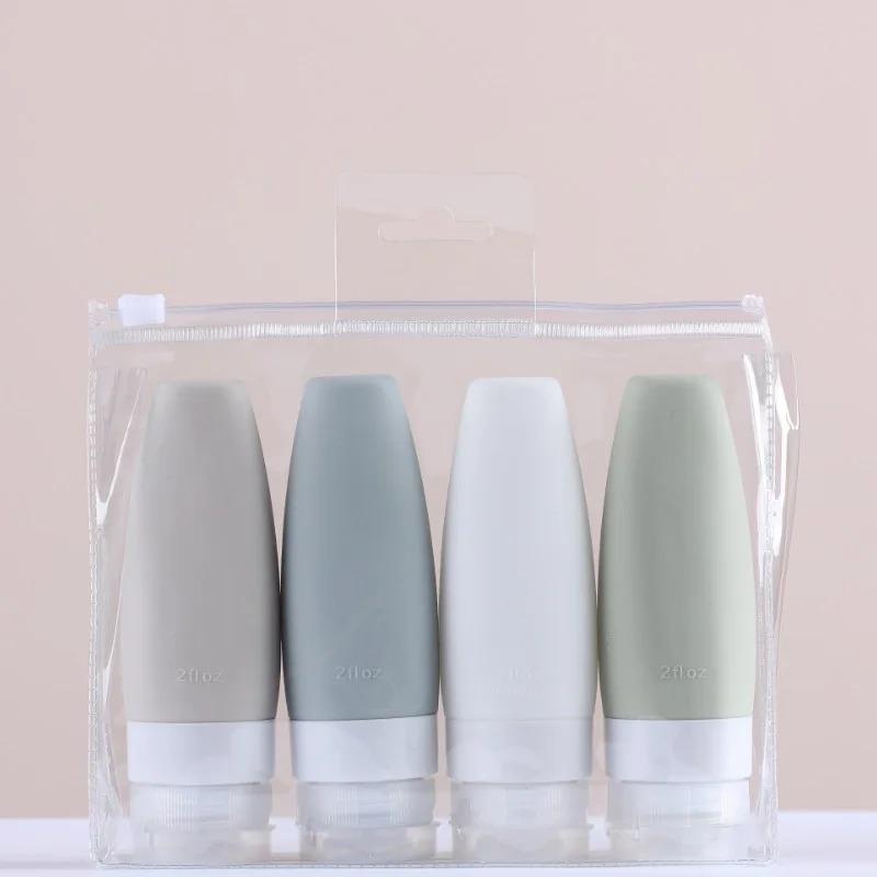 60/90ml Flacone da Viaggio Portatile in Silicone Contenitore per Liquidi Vuoto Ricaricabile Confezione Lozione Punti Contenitore Shampoo Crema Viaggio