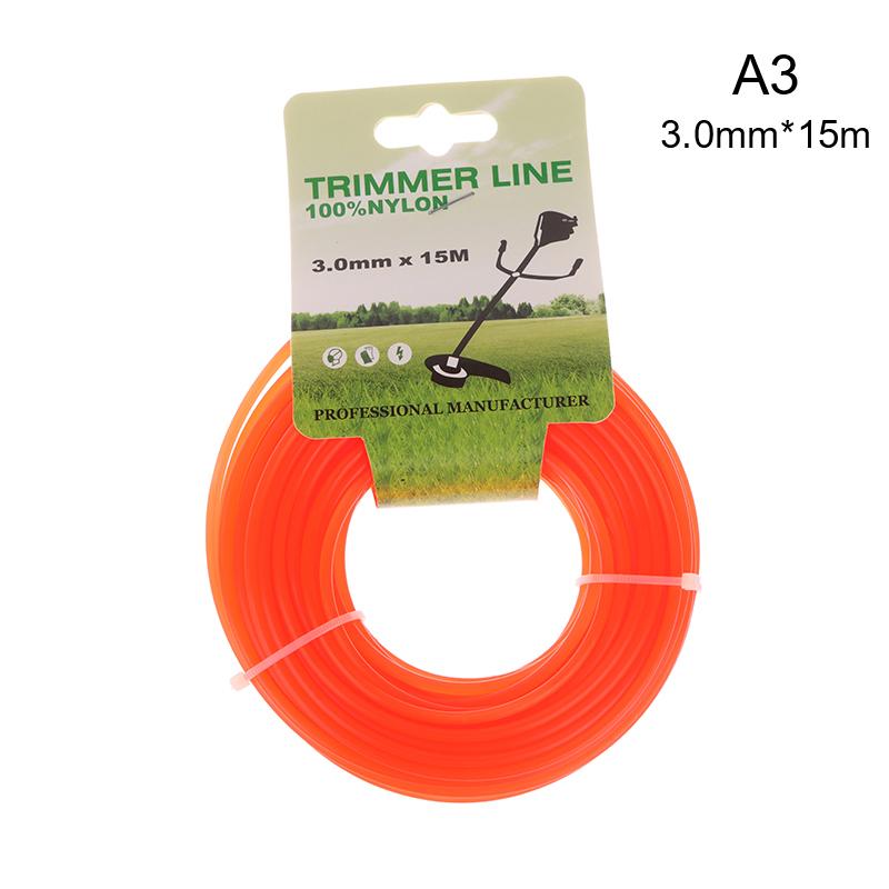 1Pc 15M*2.4Mm/2.7Mm/3Mm Mowing Nylon Grass Trimmer Rope Brush Cutter Line