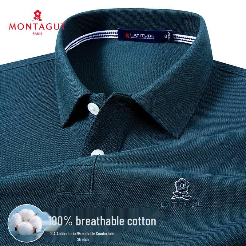 MONTAGUT Men's 10A Antibacterial 100% Cotton Short Sleeve Polo Shirt